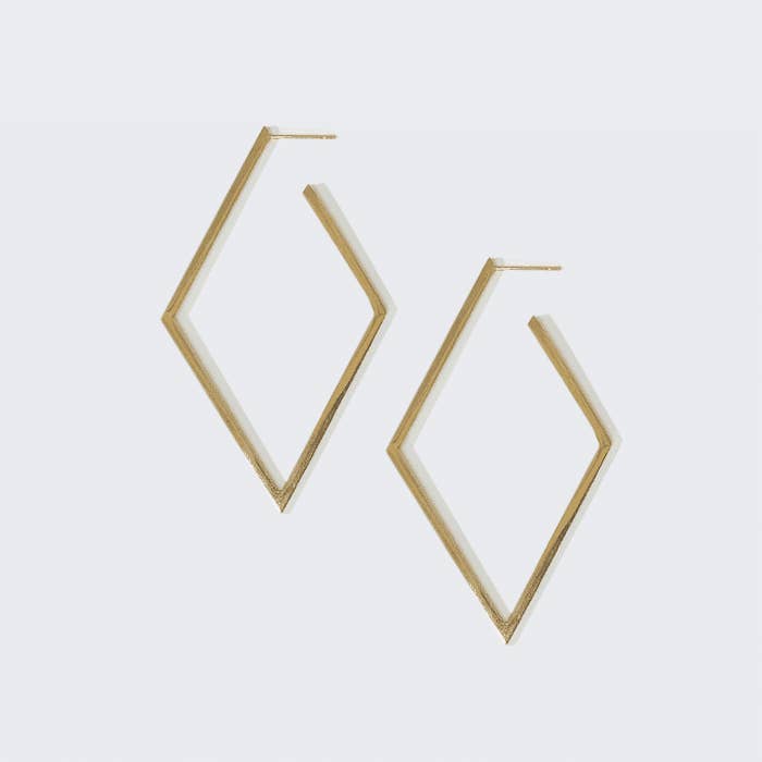 Gold Stainless Steel Diamond Hoop Earrings