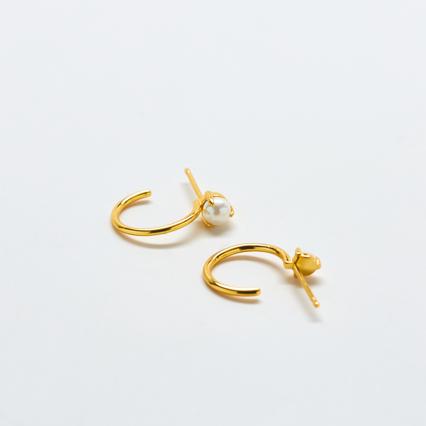 Gold Pearl Mini Hoop Earrings