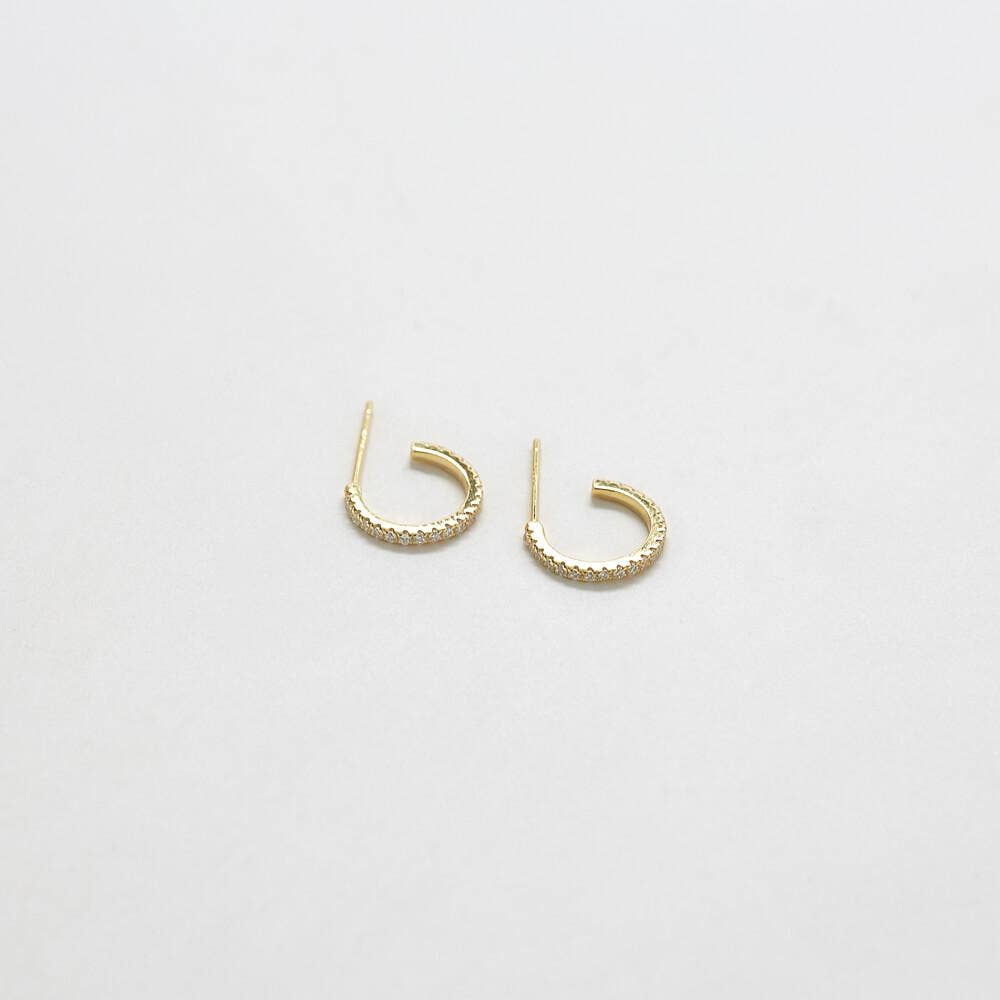Gold Vermeil Mini Pave Gold Hoop Earrings