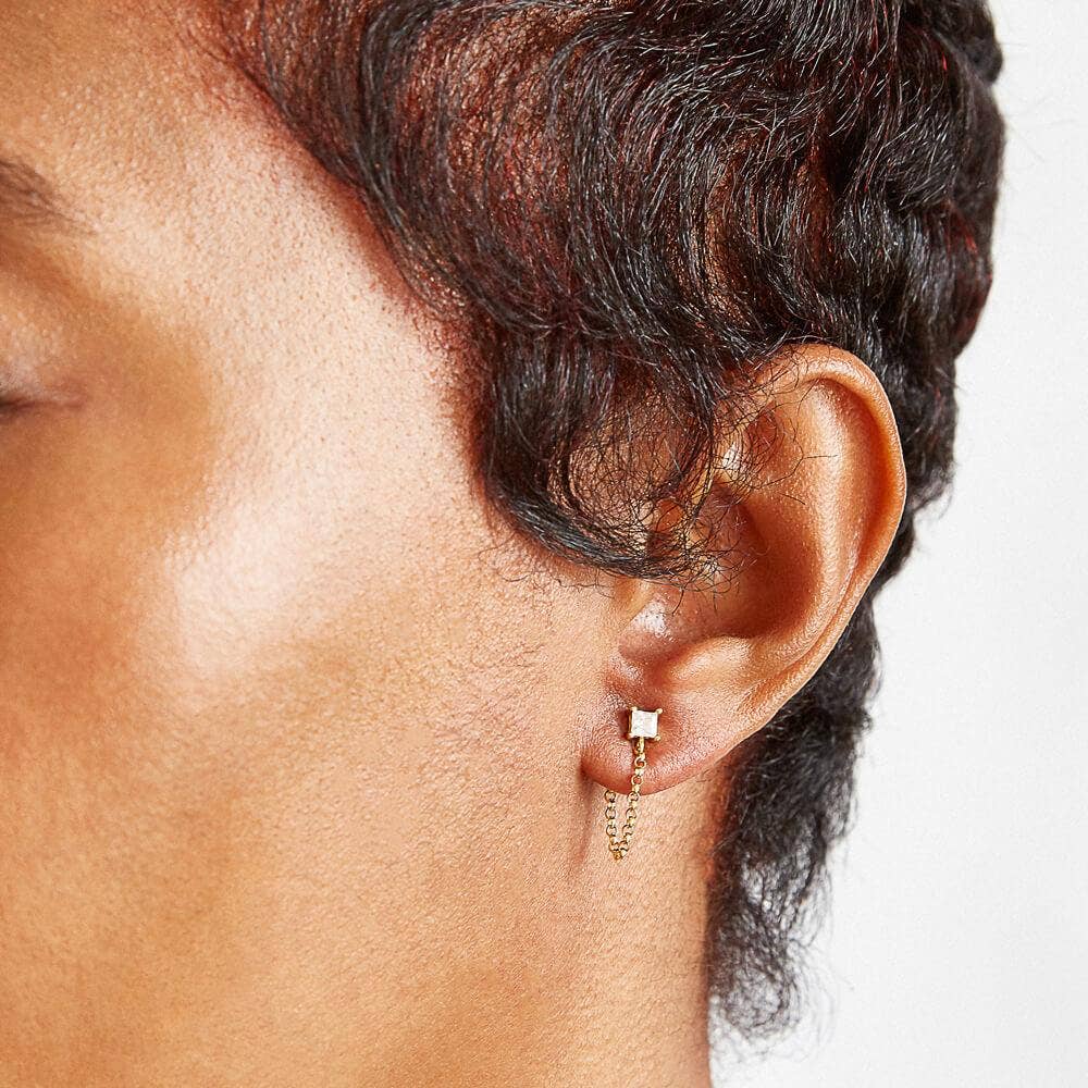 CZ Chain Huggie Earrings