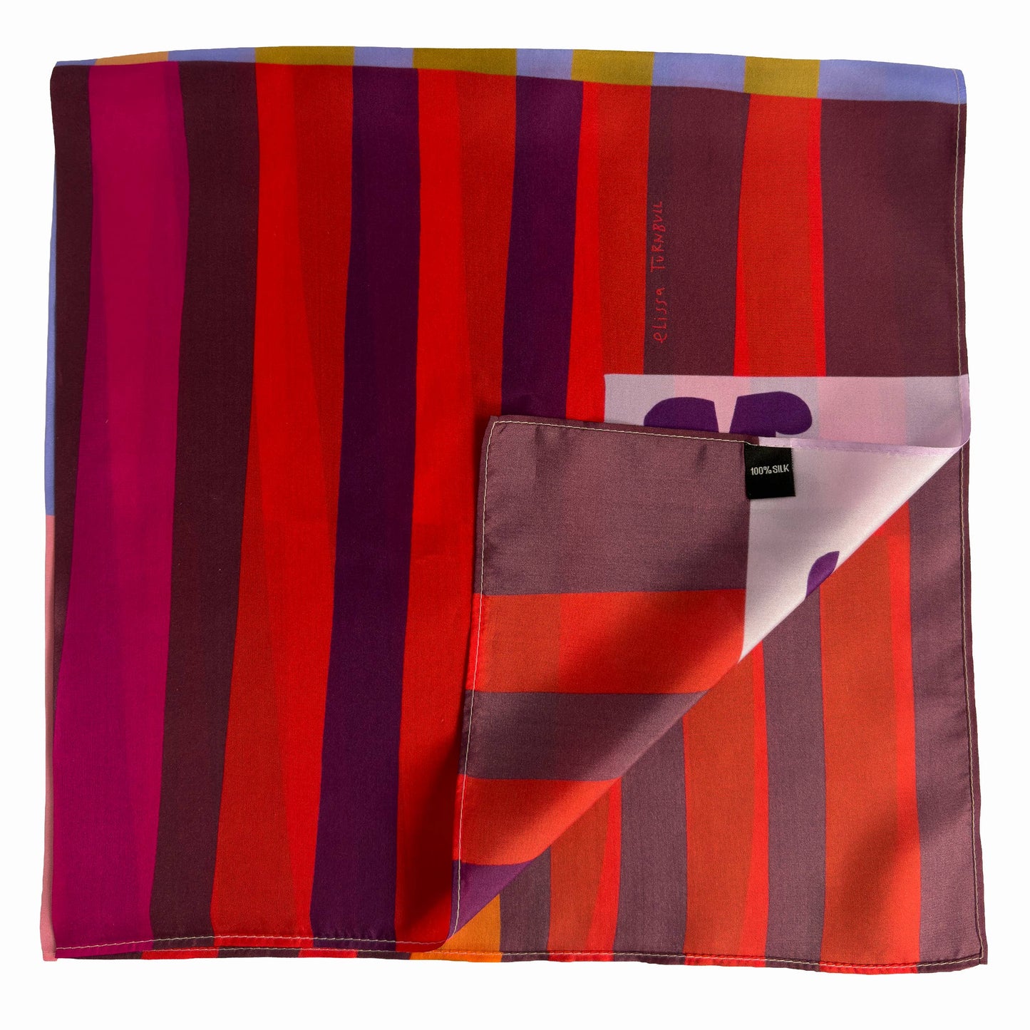 Red Colorblock Silk Scarf