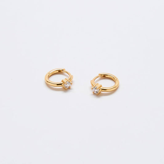 White Cz Mini Huggie Hoop Earrings