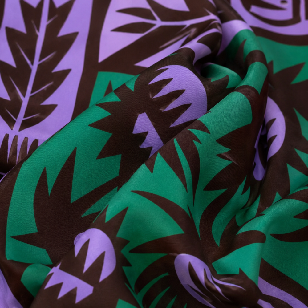 Wild Thistle Purple & Green Silk Scarf