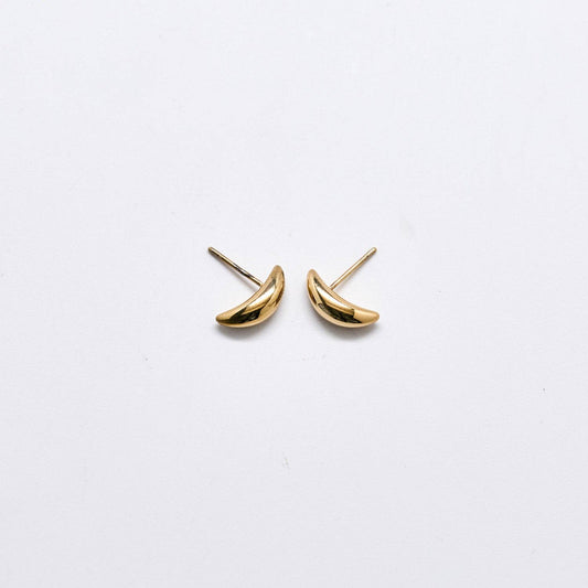 Luna Curved Gold Stud Earrings