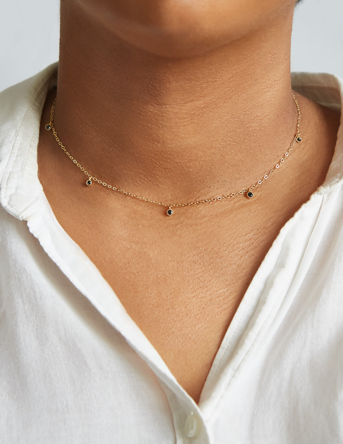 Black Cz Choker Gold Filled Necklace