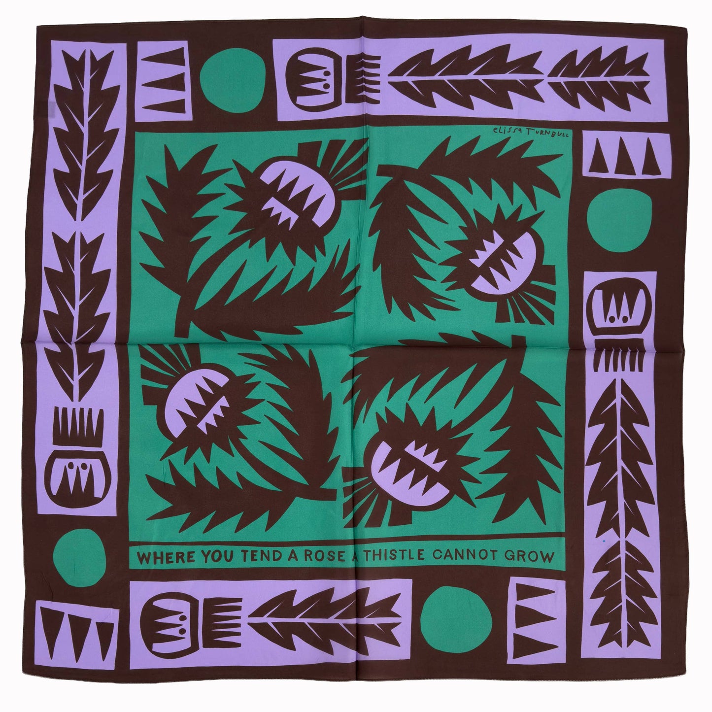 Wild Thistle Purple & Green Silk Scarf
