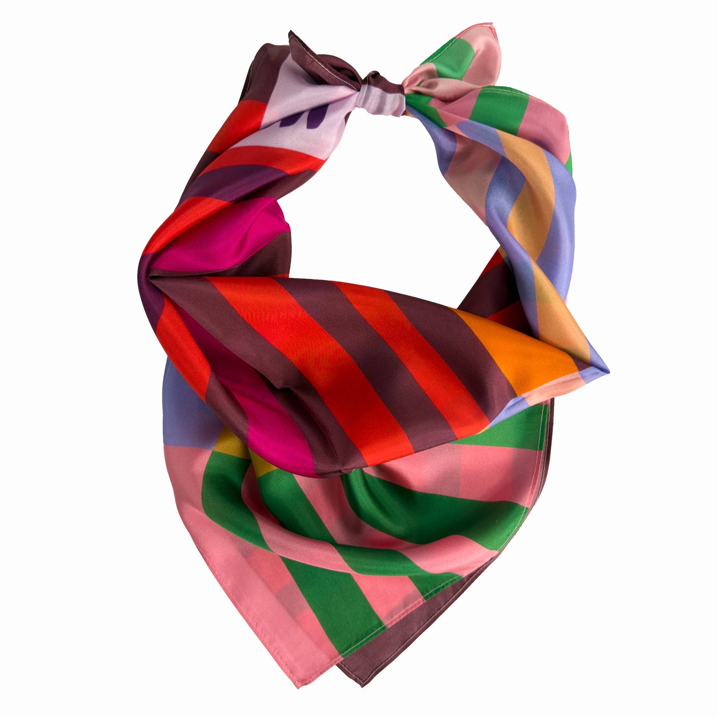 Red Colorblock Silk Scarf