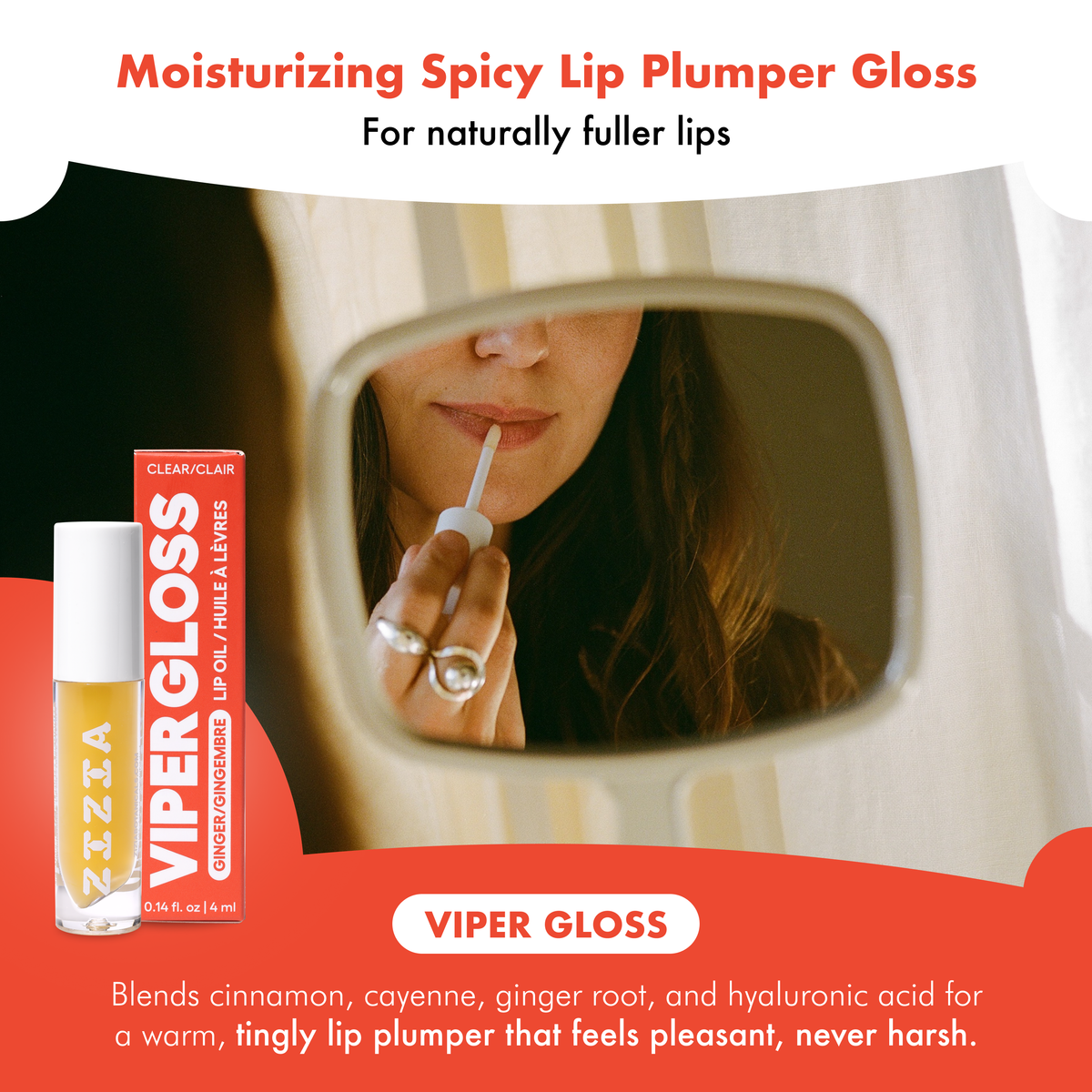 Zizia Viper Lip Gloss - Ginger Lip Plumper Oil