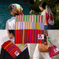 Red Colorblock Silk Scarf