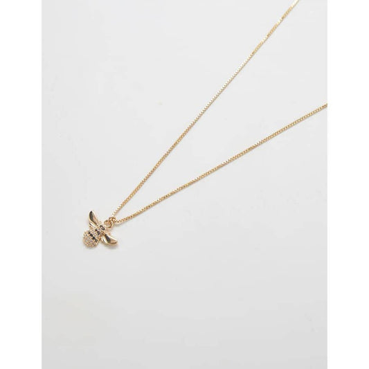 Gold Pavé Bee Necklace