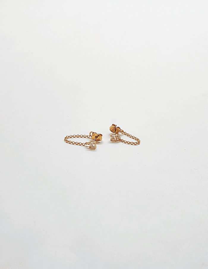 CZ Chain Huggie Earrings