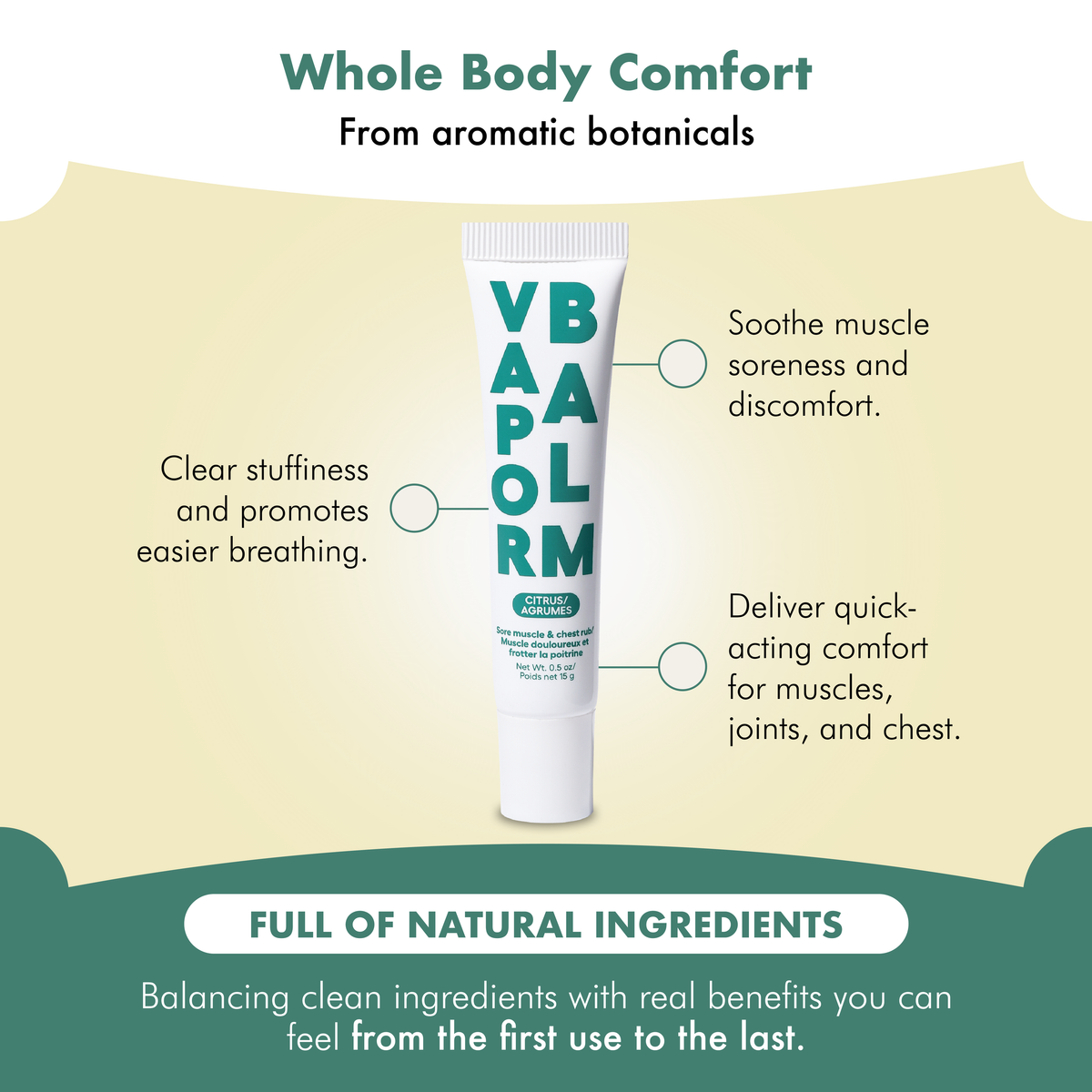 Zizia Vapor Balm Tube - Arnica Sore Muscle and Chest Rub