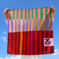 Red Colorblock Silk Scarf