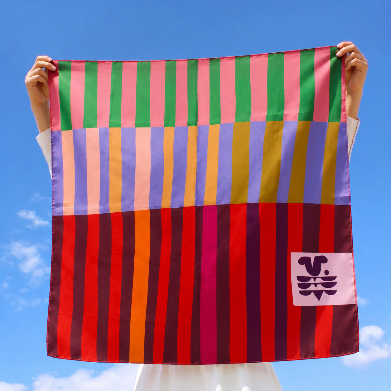 Red Colorblock Silk Scarf