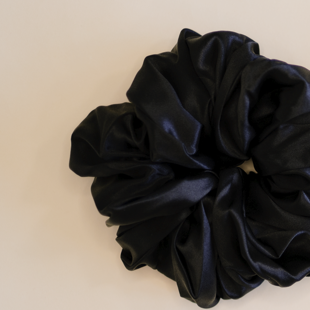 Onyx Black Silk Scrunchie