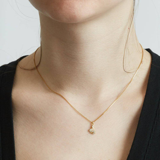 Gold Tiny Pave Snake Necklace - 18"