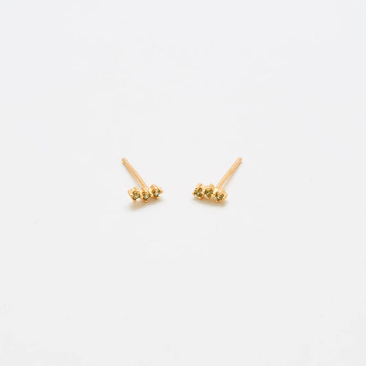 Green Olive Gold Bar Earrings