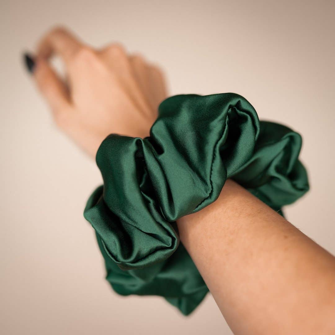 Emerald Green Silk Scrunchie