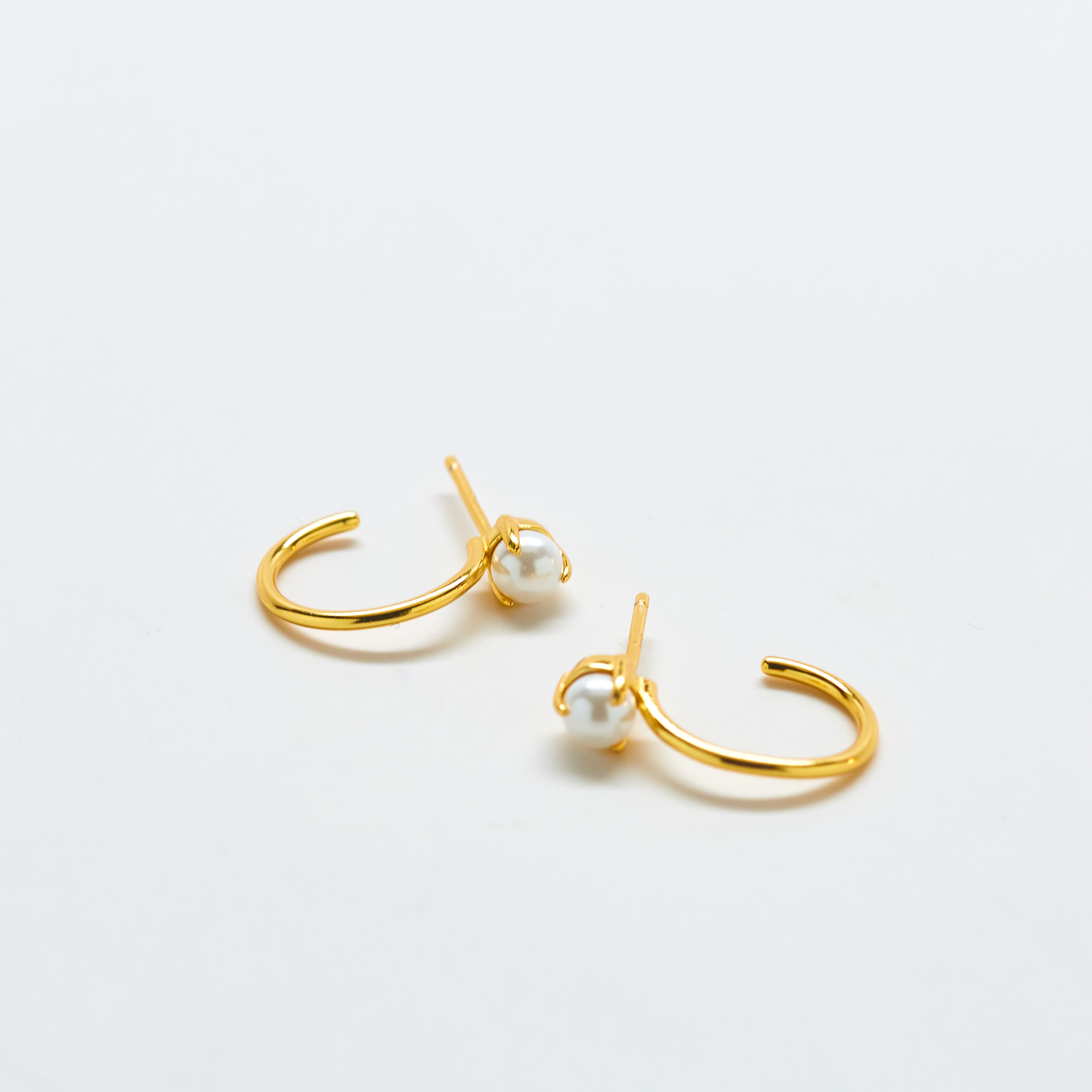 Gold Pearl Mini Hoop Earrings