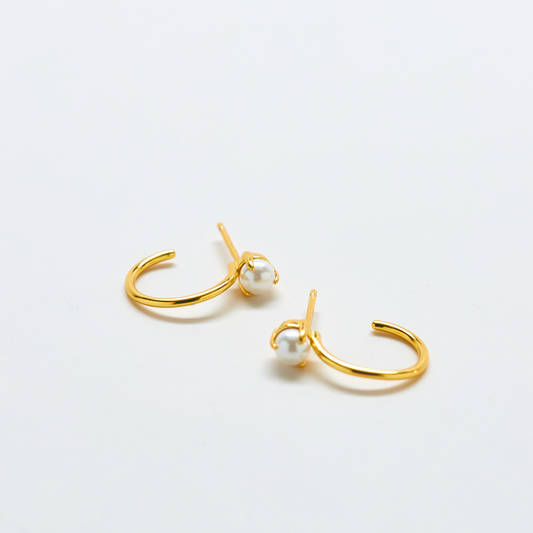 Gold Pearl Mini Hoop Earrings