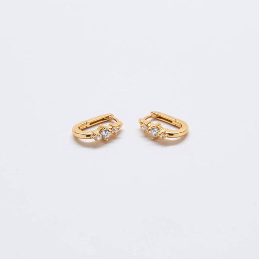 White Cz Square Huggie Earrings