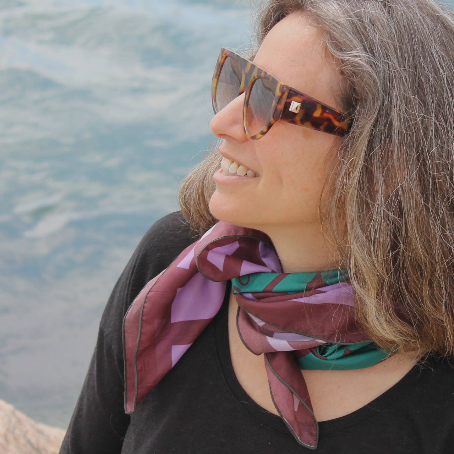 Wild Thistle Purple & Green Silk Scarf