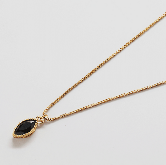 Black CZ Teardrop Necklace