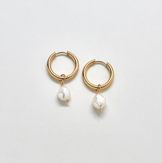 Admiral Row Single Pearl Hoop Earrings